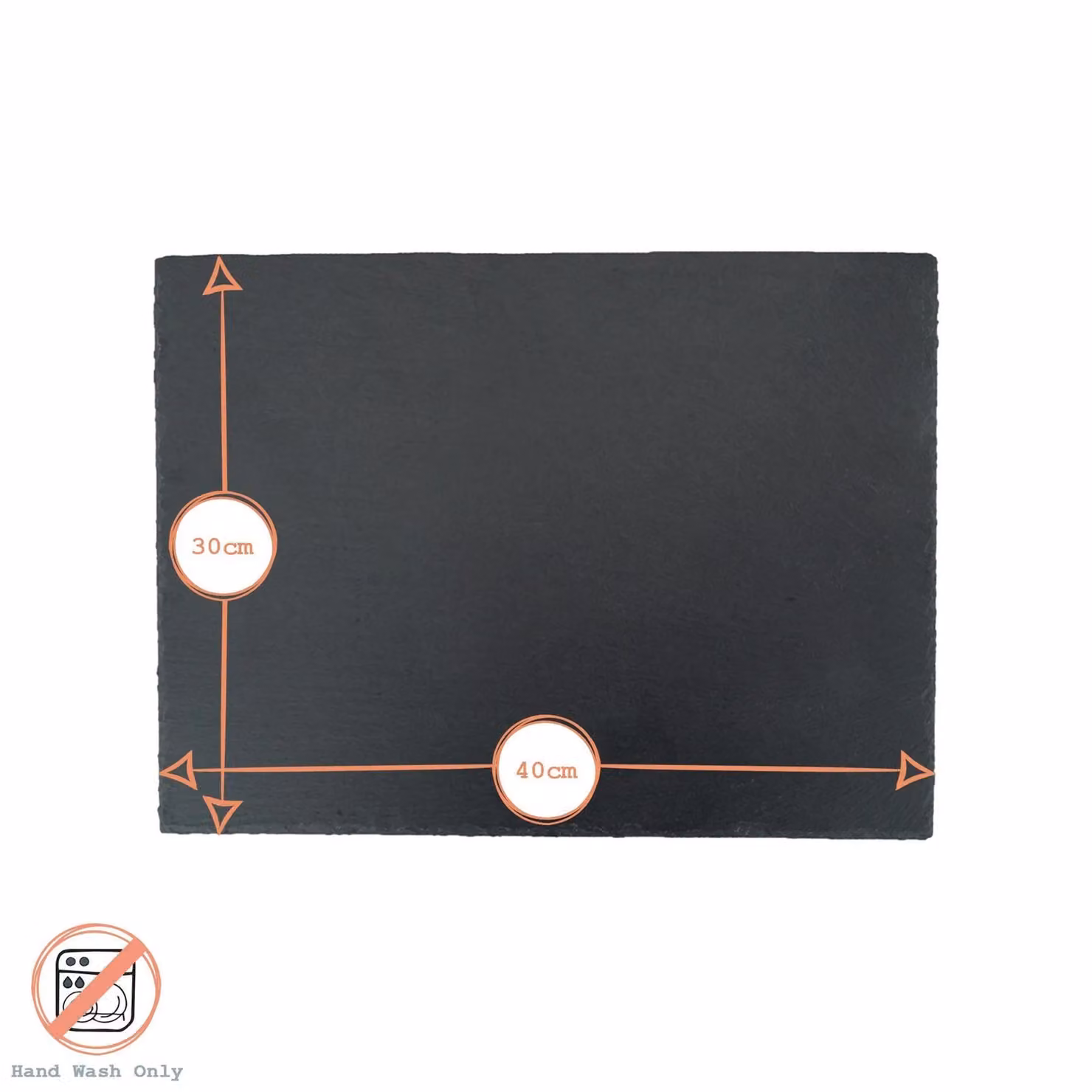 Argon Tableware Solid Slate Serving Platter in Black or Grey, W: 40 cm x D: 30 cm – 6