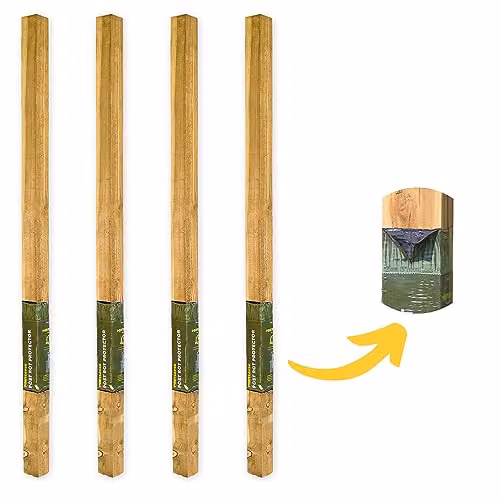 Postsaver Brown Square Pressure-Treated Wood Fence Posts, Pack of 4, 2.4 m Long