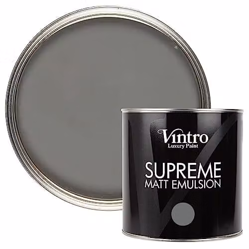 Vintro Luxury Matt Emulsion Multi Surface Paint in Grey Cloudburst, 2.5L
