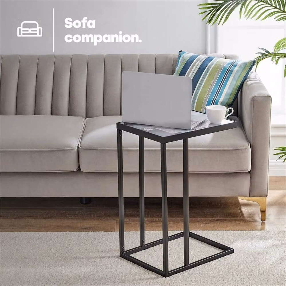 Nordara Geometric Glass Laptop Side Table in Black – 5