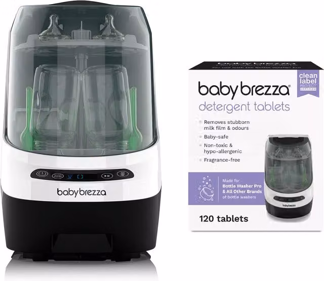 Babybrezza Bottle Washer Pro and Detergent Tablets, White, BPA-free