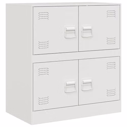 vidaXL Modern White Metal Sideboard with Lock, W/D/H: 67 x 39 x 73 cm