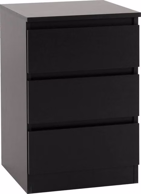 FORGEVIO Matt Black 3 Drawer Bedside Chest Freestanding Bedroom Storage – 1