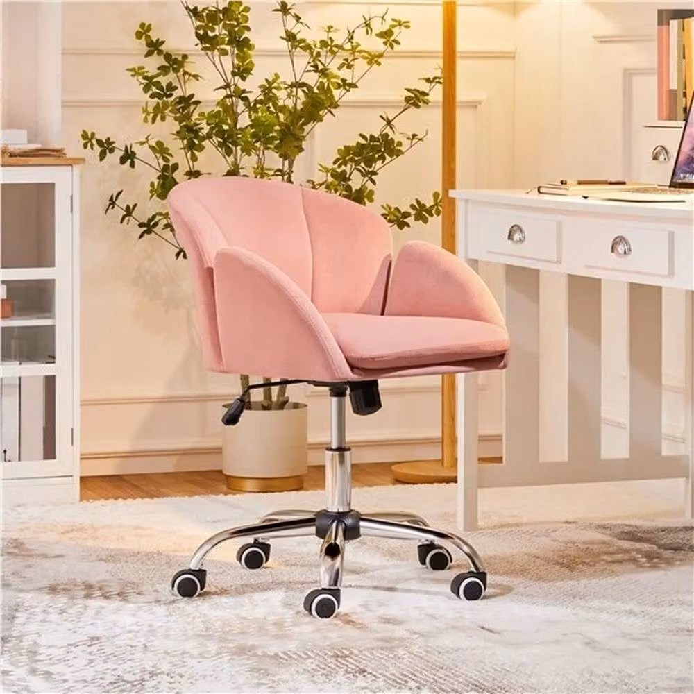 Kelvenix Pink Velvet Swivel Task Chair for Home Office – 2