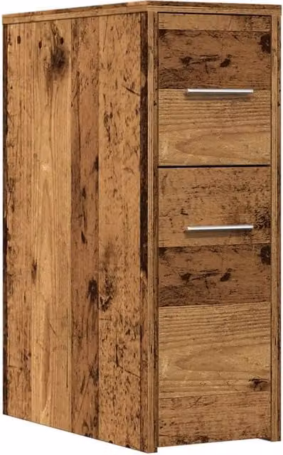 Berkfield Home Narrow Freestanding Bathroom Cupboard with Wheels in Brown Old Wood