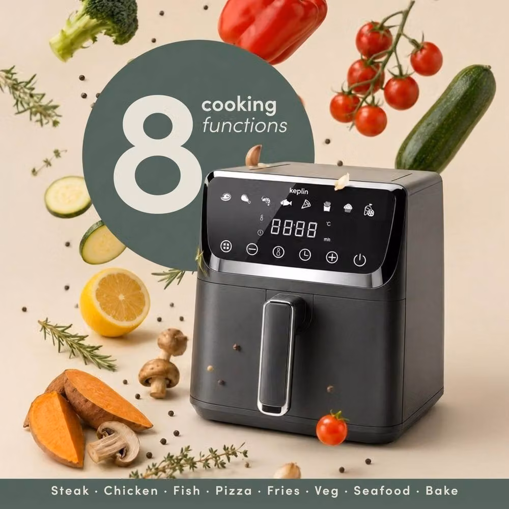 Keplin 4.5L Digital Air Fryer in Black with 8 Preset Menus and Precise 80-200°C Temperature Control – 2