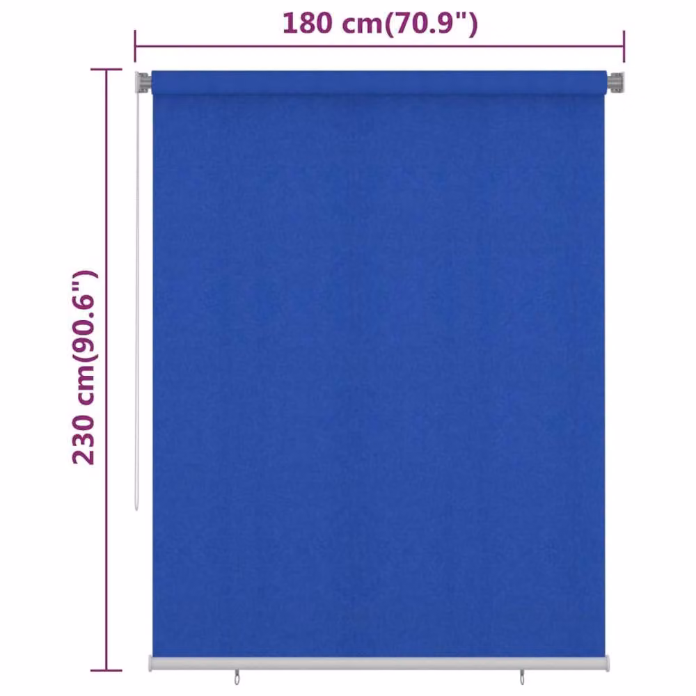 Berkfield Home Outdoor Roller Blind, Blue HDPE, W: 180 cm, H: 230 cm – 2