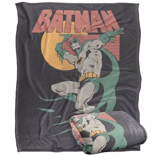 LOGOVISION Batman 70s Retro Silky Touch Super Soft Fleece Throw Blanket, Multicolour, W: 152.4 cm x L: 127.0 cm – 1