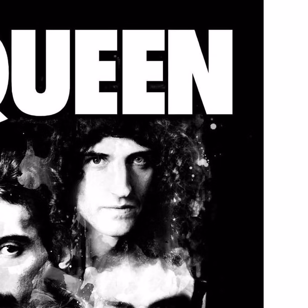 Queen Faces Black Textile Portrait Poster – 2