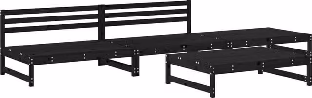 Berkfield Home 4 Piece Black Solid Pine Wood Garden Lounge Set – 1