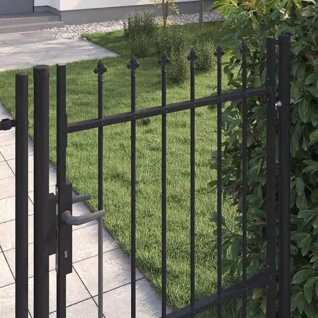 Berkfield Home Durable Steel Single Door Fence Gate with Spike Top, Black, W: 100 cm, H: 150 cm