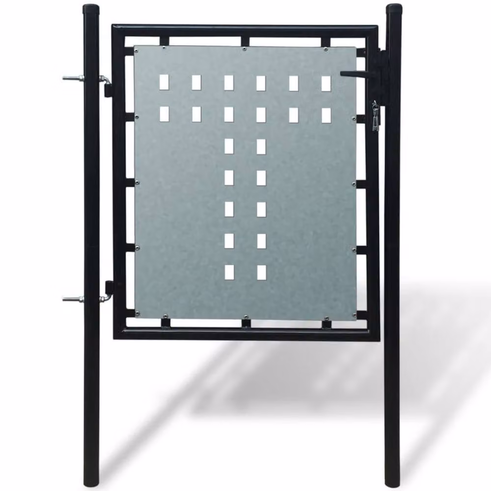Berkfield Home Black Single Door Galvanised Steel Swing Fence Gate W: 100 cm, H: 125 cm – 2