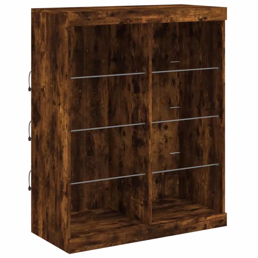Berkfield Home Set of 3 Modern Smoked Oak Sideboards with Integrated LED Lighting in Brown – 7