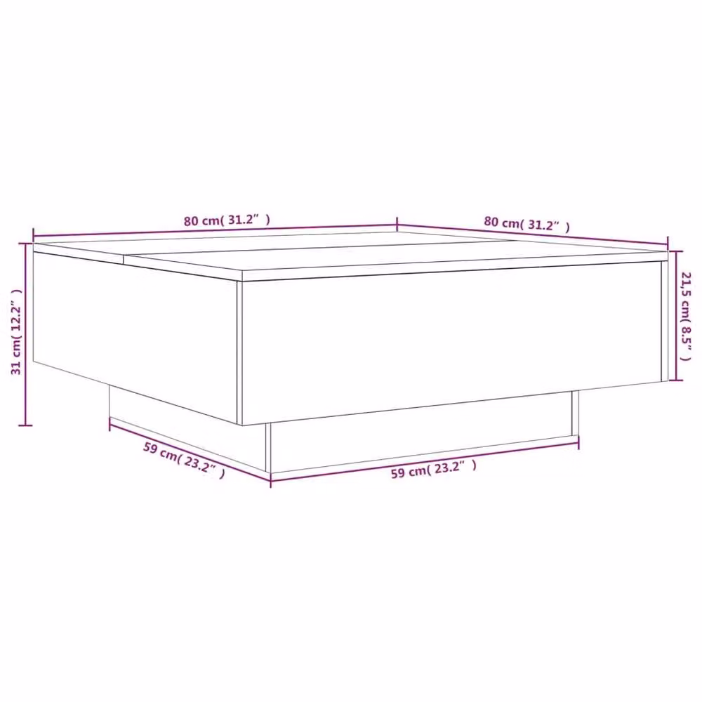 Berkfield Home Modern Square Coffee Table in Smoked Oak Brown, W/D/H: 80 x 80 x 31 cm – 5