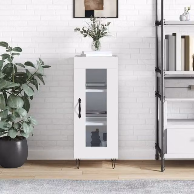 Berkfield Home High Gloss White Wall Mounted Sideboard W/D/H: 34.5 x 34 x 90 cm
