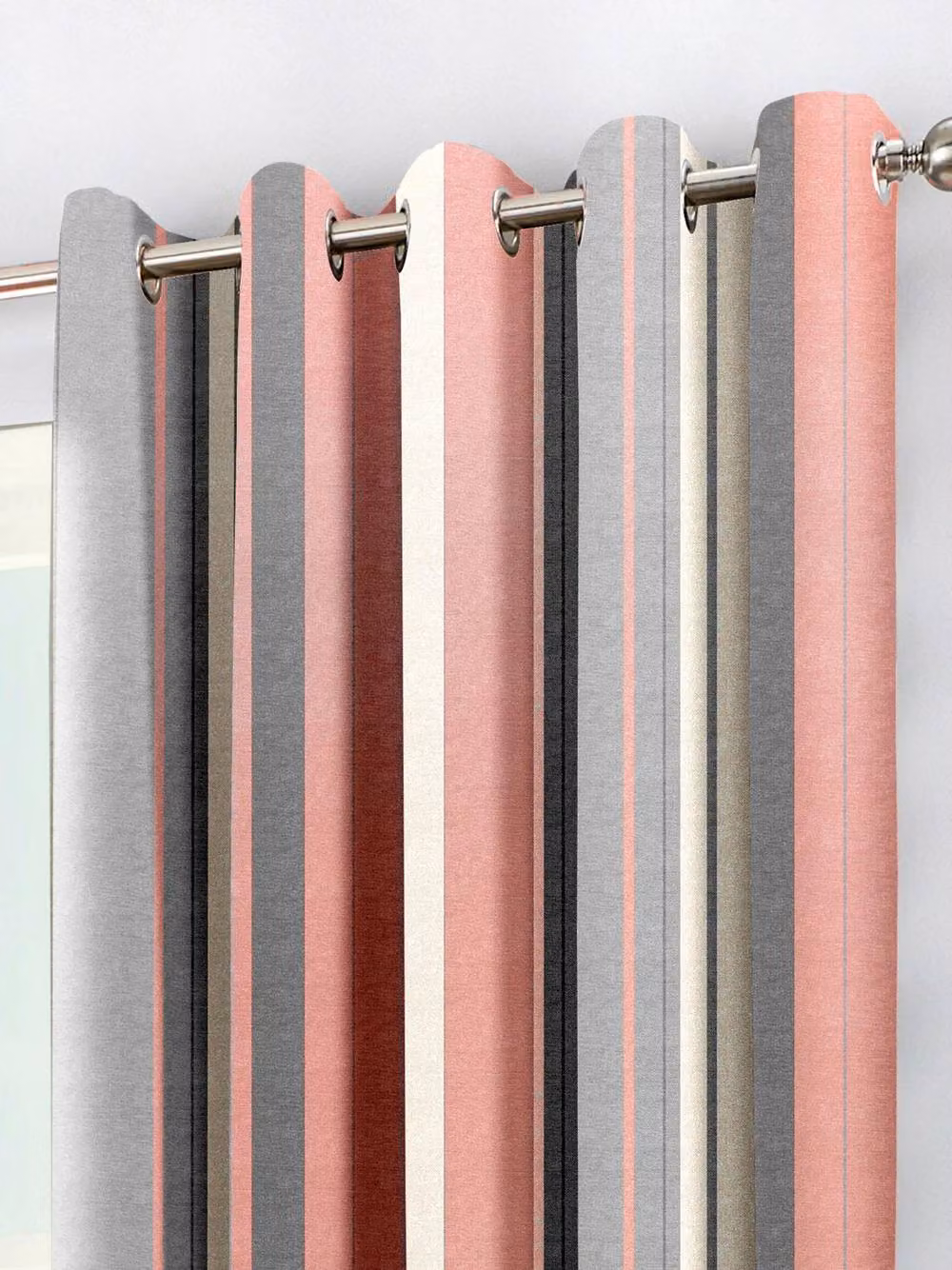Fusion Whitworth Stripe Fully Lined 100% Cotton Eyelet Curtains in Pink, Width: 229 cm, Drop: 183 cm – 2