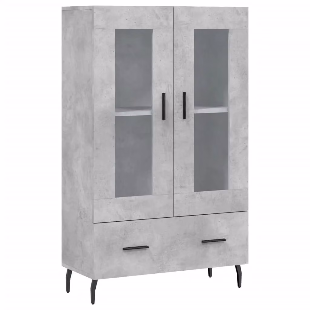 Berkfield Home Modern Highboard in Concrete Grey with Glass Doors, W/D/H: 69.5 x 31 x 115 cm – 2