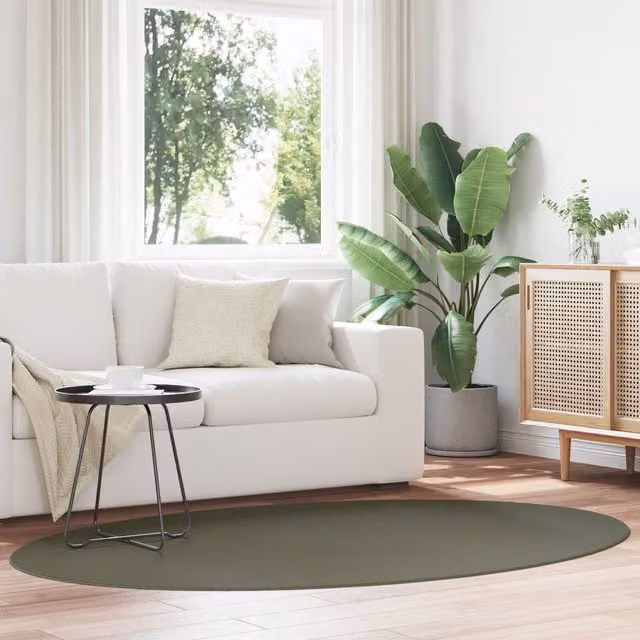 Berkfield Home Huarte Oval Wool Rug in Forest Green, W/D/H: 140 x 200 cm