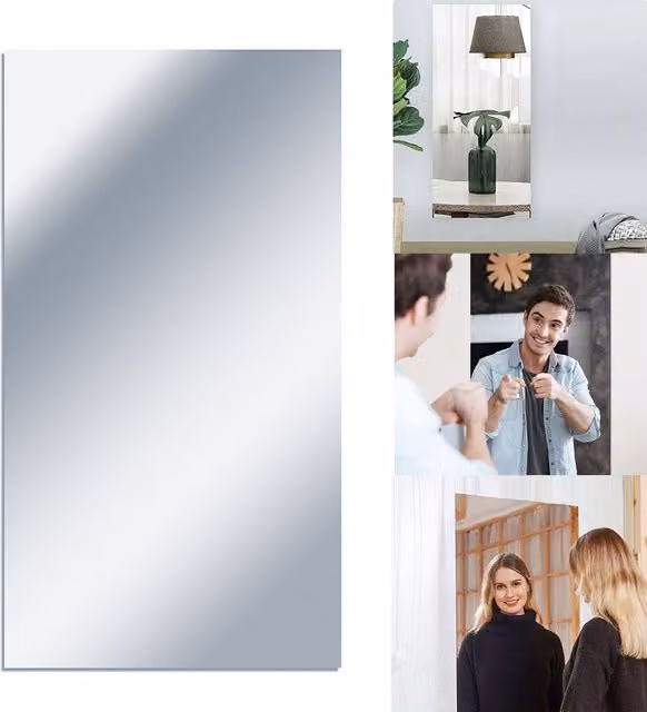 Hinsinc Self-Adhesive Mirror Wall Sticker Roll in Silver and Transparent, W: 152.4 cm x H: 60 cm – 1