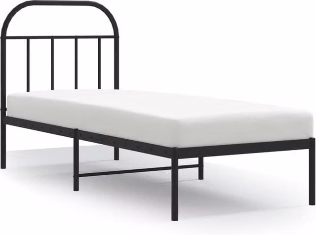 Berkfield Home Metal Bed Frame with Headboard in Black, Small Single, W/D/H: 75 x 190 cm – 1
