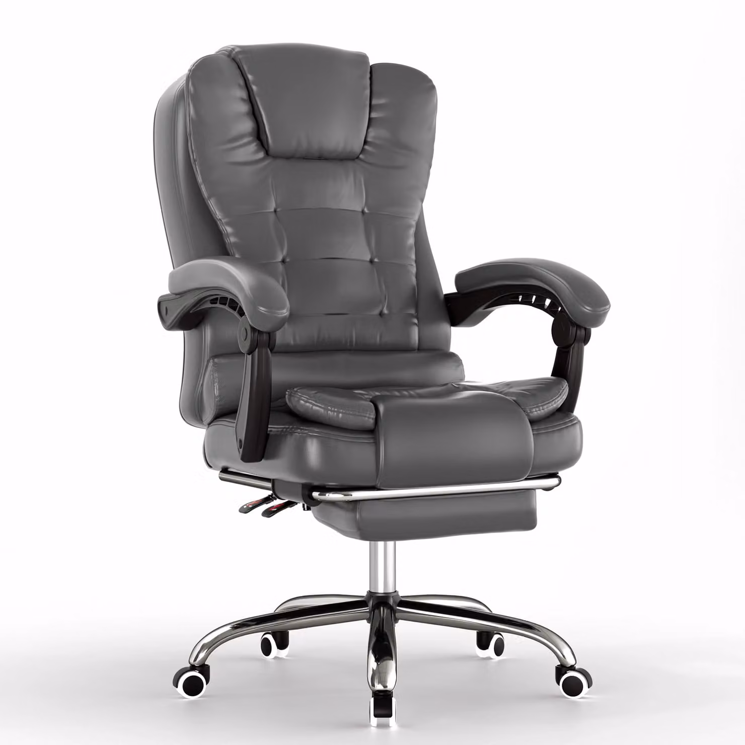DHS Grey Velvet Executive Office Chair with Footrest and Armrests