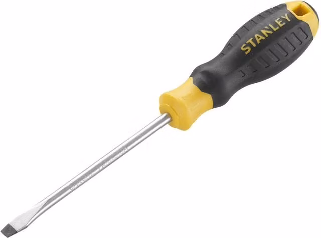 Stanley Cushion Grip Flared Tip Screwdriver, Multicolour/Yellow