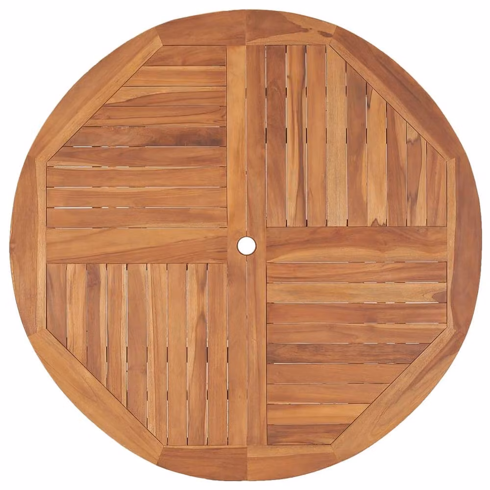 Berkfield Home Garden Solid Wood Teak Dining Table in Brown, Diameter: 110 cm, Height: 75 cm – 3