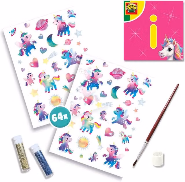 SES Unicorn Tattoos and Glitters in Multicolour and White
