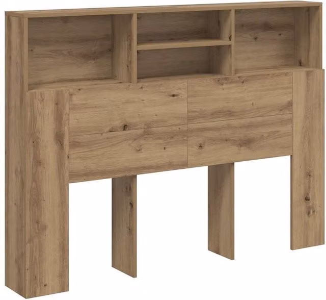 Berkfield Home Artisan Oak Headboard Cabinet in Brown, W: 140 cm, D: 19 cm, H: 103.5 cm – 1