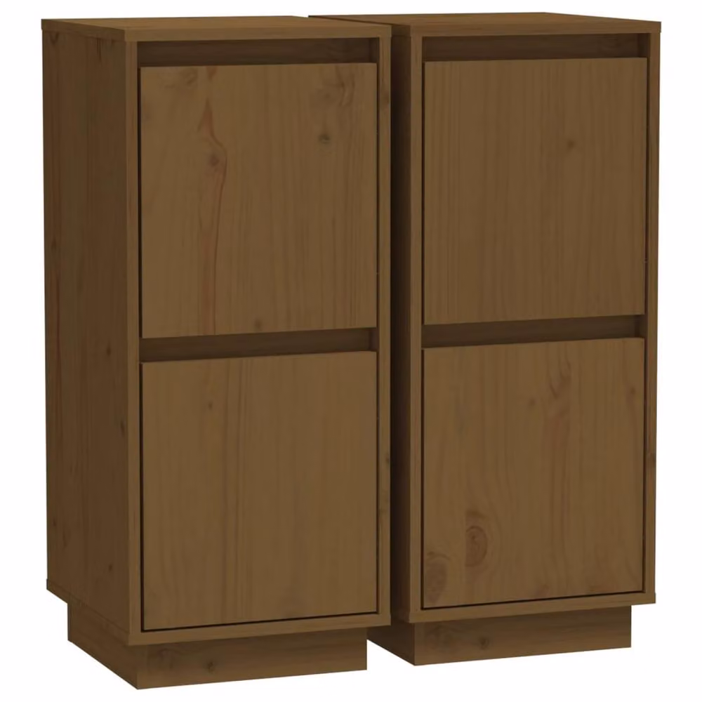 Berkfield Home Set of 2 Solid Wood Pine Sideboards in Honey Brown, W/D/H: 31.5 x 34 x 75 cm – 2