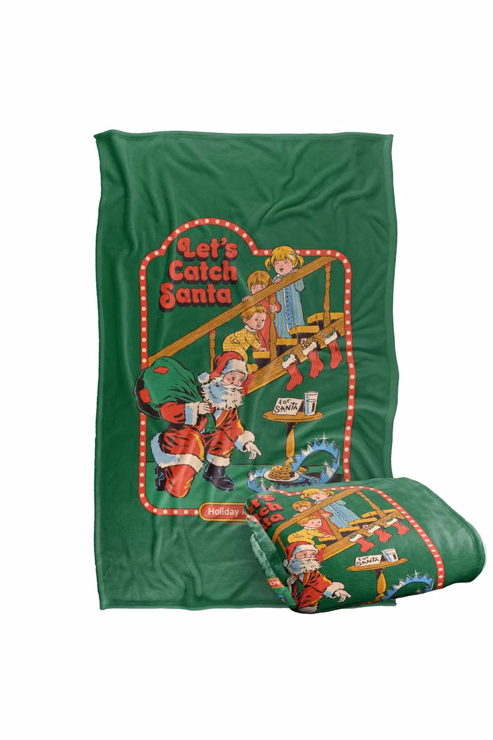 Steven Rhodes Let's Catch Santa Super Soft Fleece Throw Blanket, Multicolour, W: 152 cm, D: 127 cm – 2