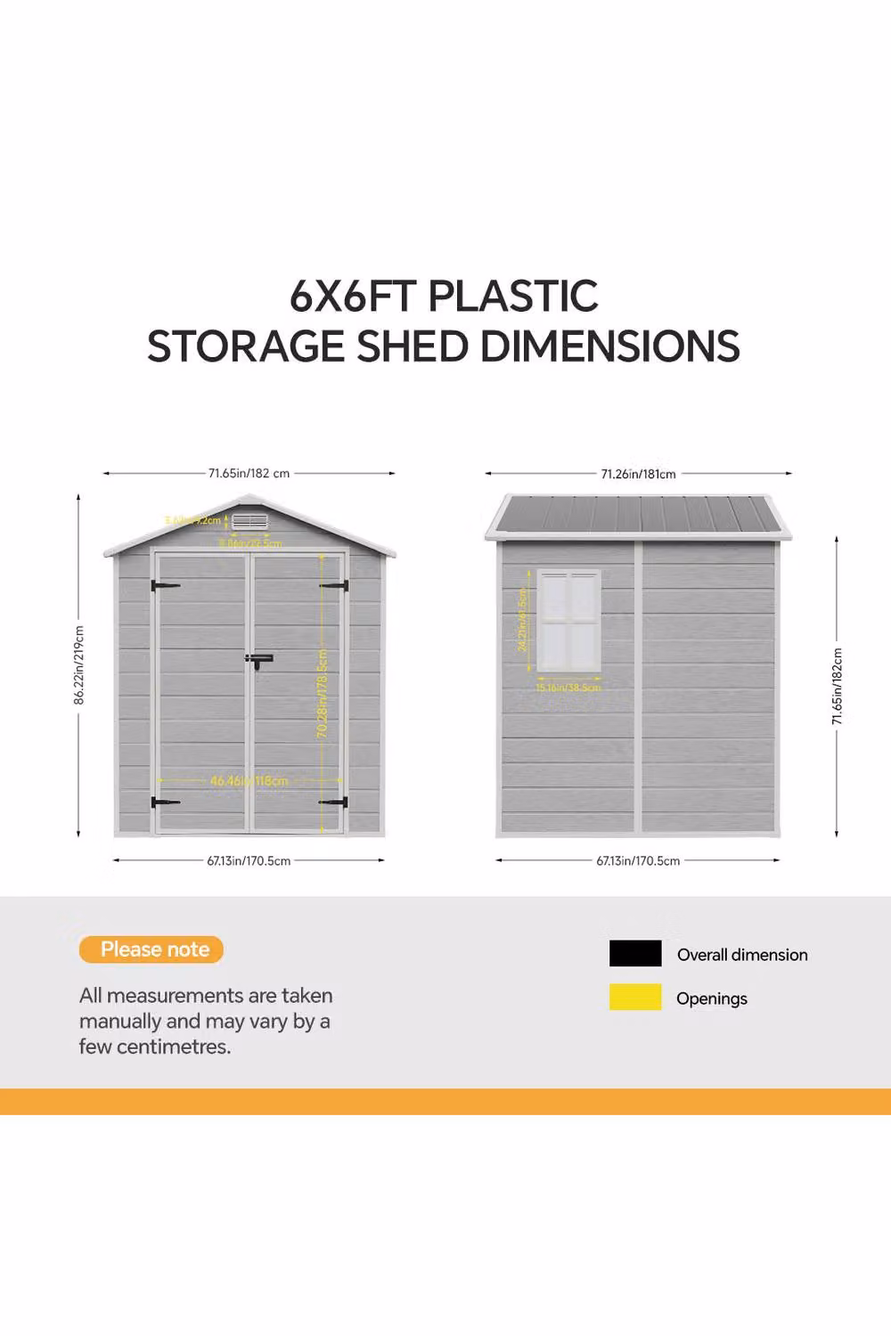 Living and Home Grey Plastic Outdoor Garden Storage Shed with Gable Roof, W/D/H: 182.88 x 182.0 x 219.0 cm – 5