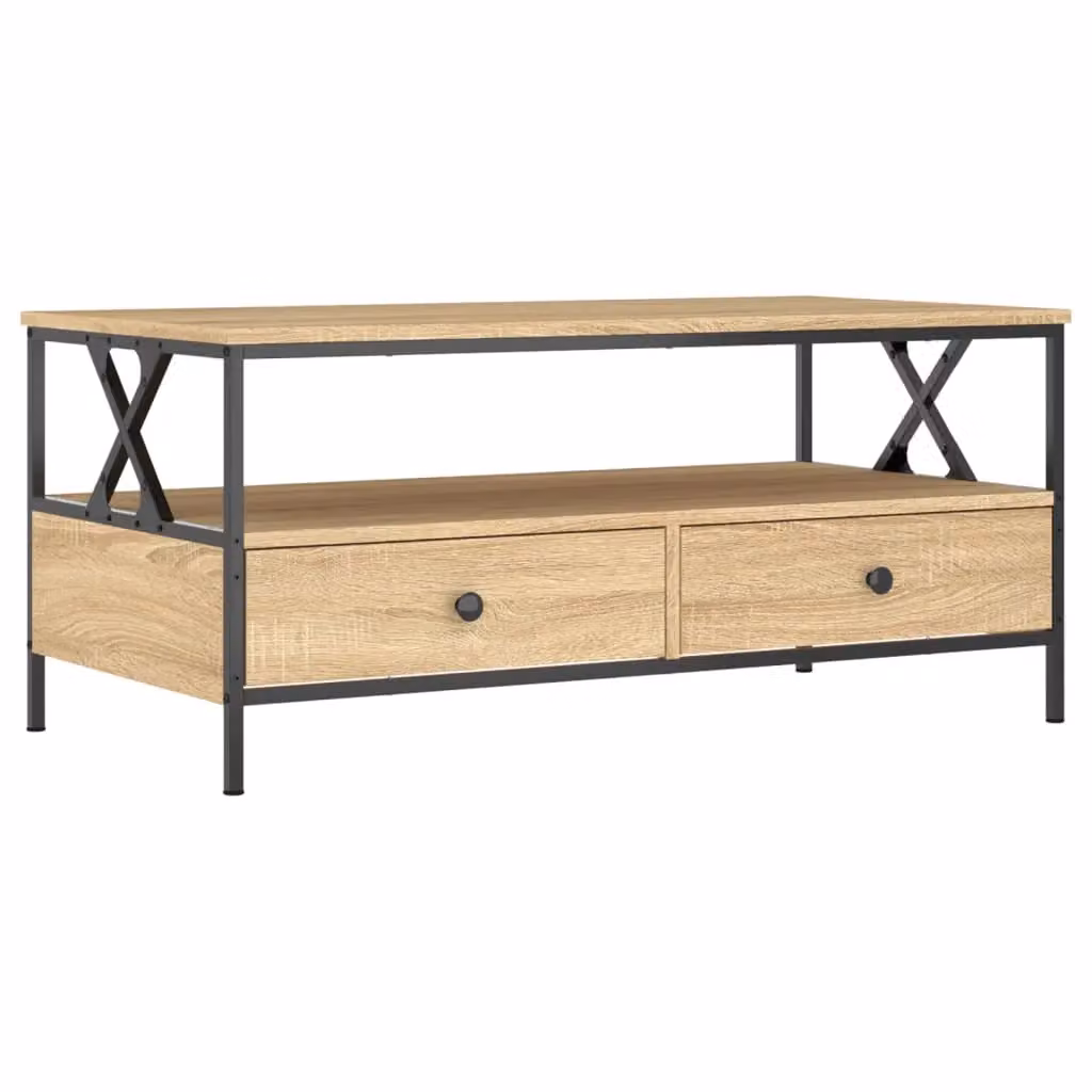 Berkfield Home Sonoma Oak Coffee Table in Brown, W/D/H: 100 x 51 x 45 cm – 2