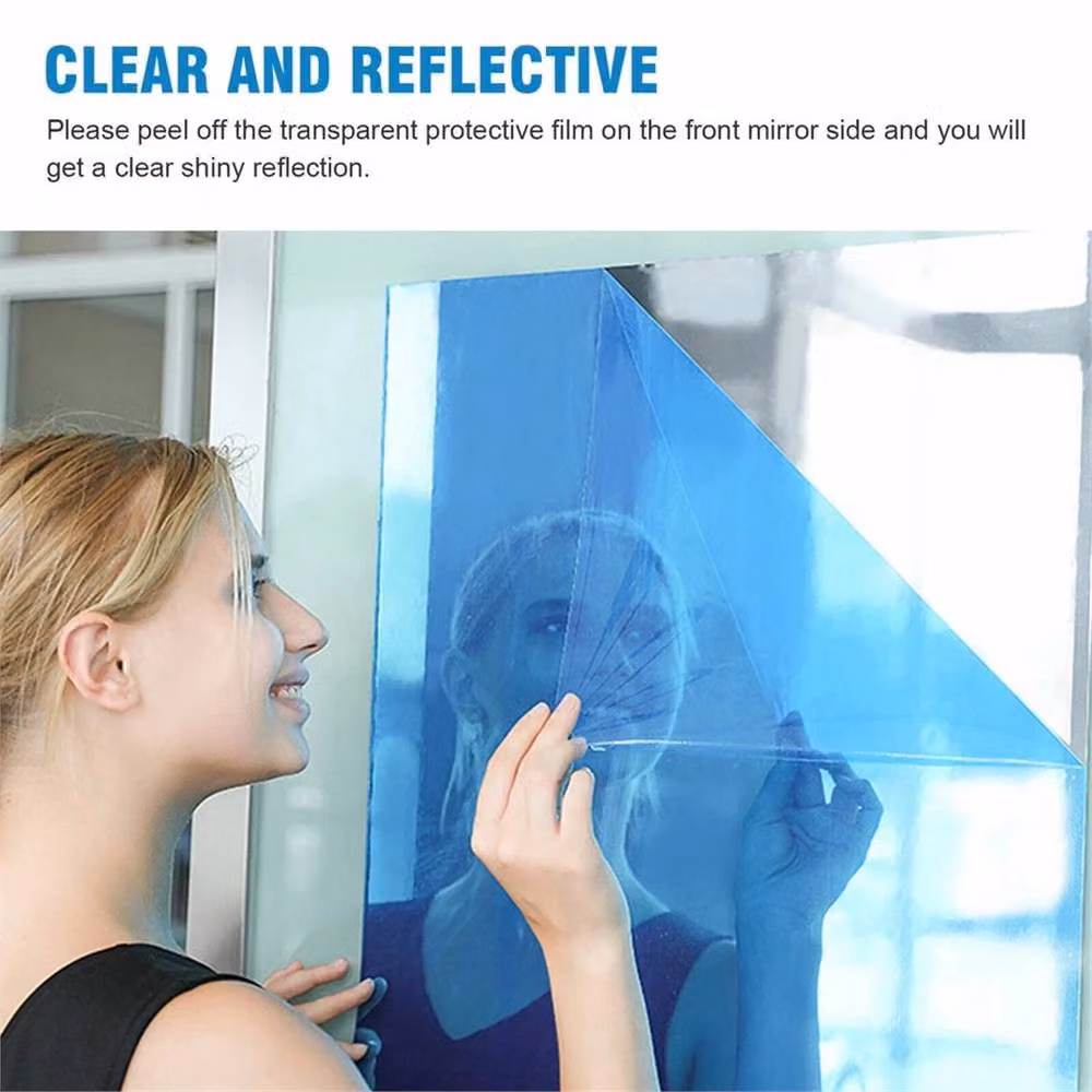 Nordara Self Adhesive Rectangular Wall Mirror Sticker in Silver – 4