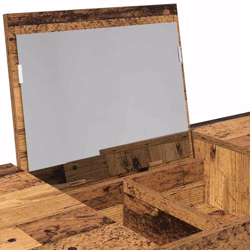 Berkfield Home Rustic Old Wood Dressing Table with Mirror in Brown, W/D/H: 100 x 45 x 76 cm – 3