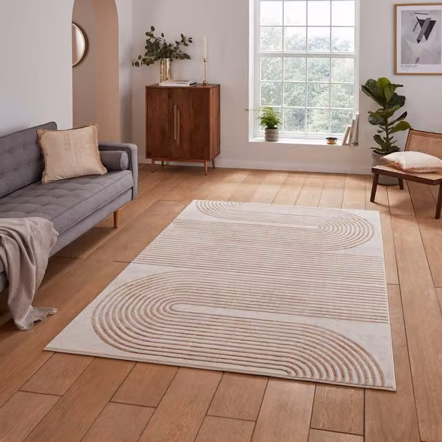 Terrys Apollo 2683 Modern Abstract Machine Woven Rectangular Yarn Rug in Bronze and Grey