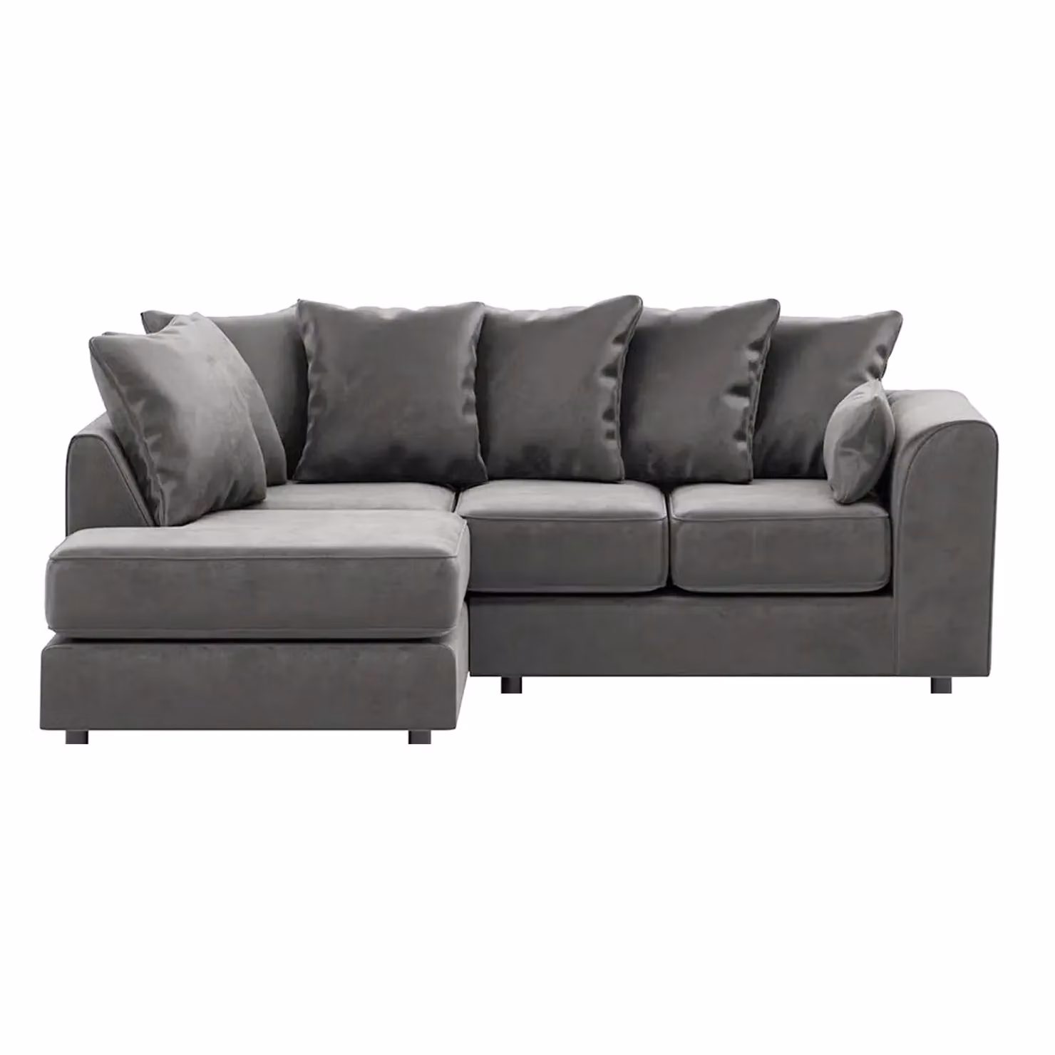 Furnishings For Less UK Brooklyn L Shaped Corner Sofa, 3 to 4 Seater, Left Hand Facing, Grey Plush Velvet – 2