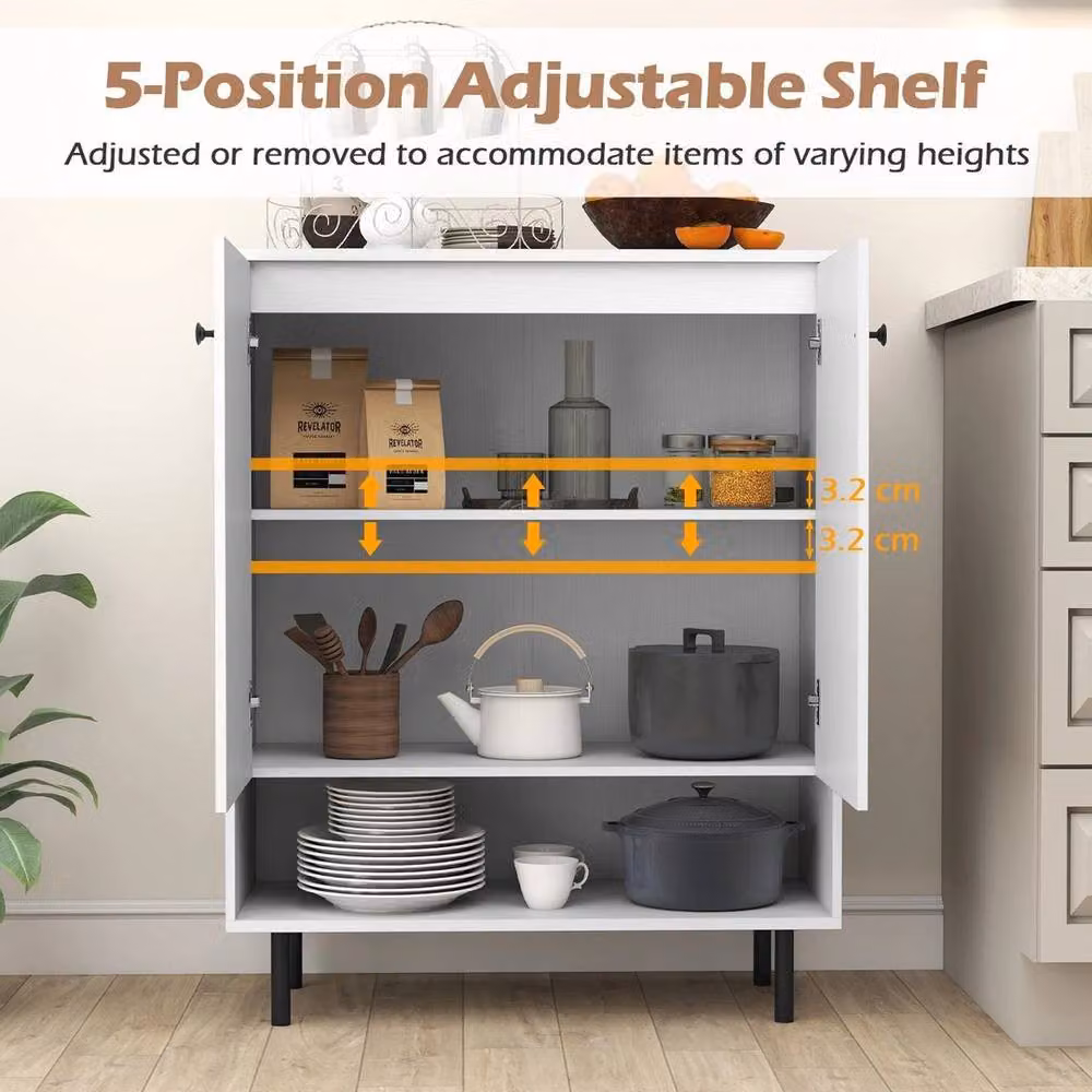 KORVIXA Modern White 2-Door Kitchen Storage Base Unit with Internal Shelves – 4