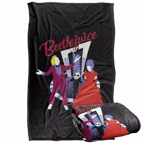 LOGOVISION Beetlejuice The Vows Super Soft Silky Touch Fleece Throw Blanket, Multicolour, W: 91.44 cm x D: 91.44 cm x H: 147 cm