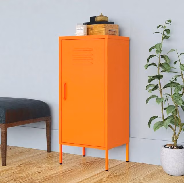 Berkfield Home Freestanding Metal Storage Cabinet in Orange, W/D/H: 42.5 x 35 x 101.5 cm – 1