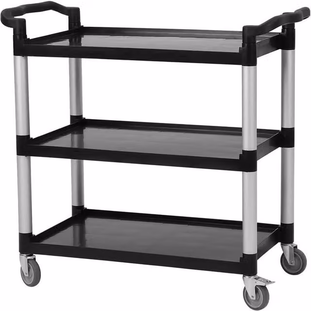 KORVIXA 3-Tier Utility Service Cart Storage Organizer Trolley in Black W/D/H: 100 x 100 x 100 cm – 1