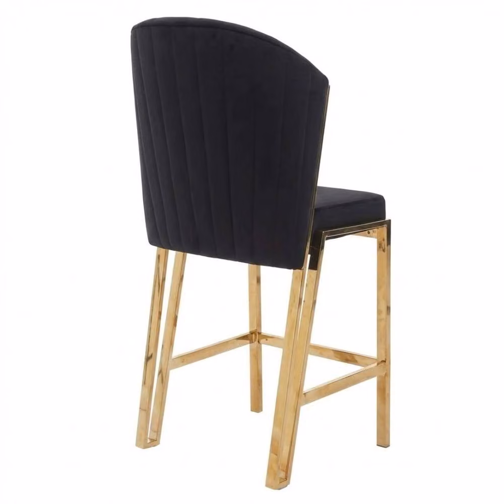 HOME LUXE INTERIOR Fabio Black Velvet Barstool with Gold Metal Frame – 2