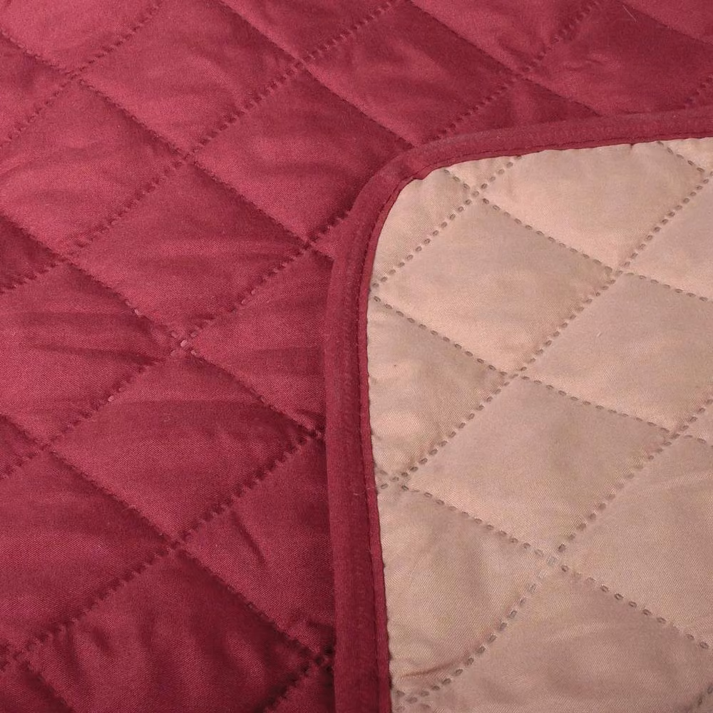 Coopers of Stortford Quilted 2 Seater Sofa Cover, Reversible and Water Repellent, Wine, W: 223 cm, D: 190.5 cm – 2