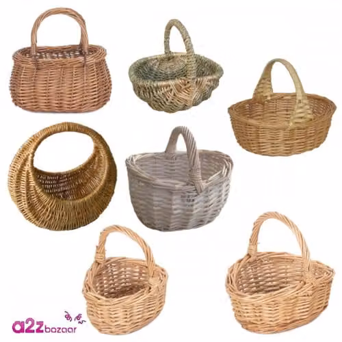 Red Hamper Mini Wicker Shopping Basket in Brown with Handles – 2