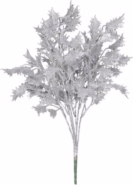 KDMD Silver Glitter Holly Bush Artificial Flowers – 1