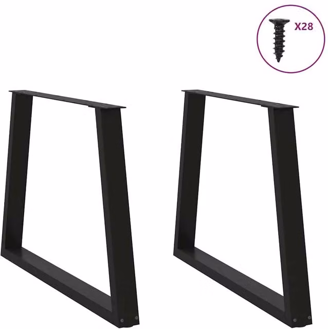 Berkfield Home Modern V-Shape Dining Table Legs, 2 Pieces, Black Steel, H: 72-73.3 cm x W: 90 cm