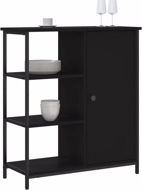 Berkfield Home Modern Black Sideboard in Matt Engineered Wood W/D/H: 70 x 30 x 80 cm – 1