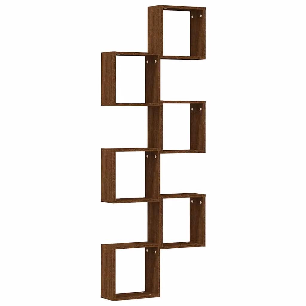 Berkfield Home Wall Mounted Cube Shelves, 6 Piece Set in Brown Oak, W/D/H: 30 x 15 x 30 cm – 4