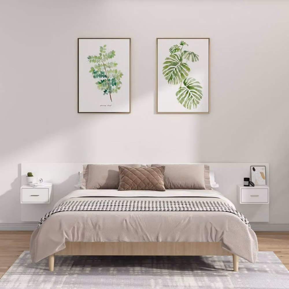 Berkfield Home Classic Bed Headboard with Integrated Nightstand Cabinets in White Engineered Wood, W/D/H: 120 x 32.5 x 48.5 cm – 2