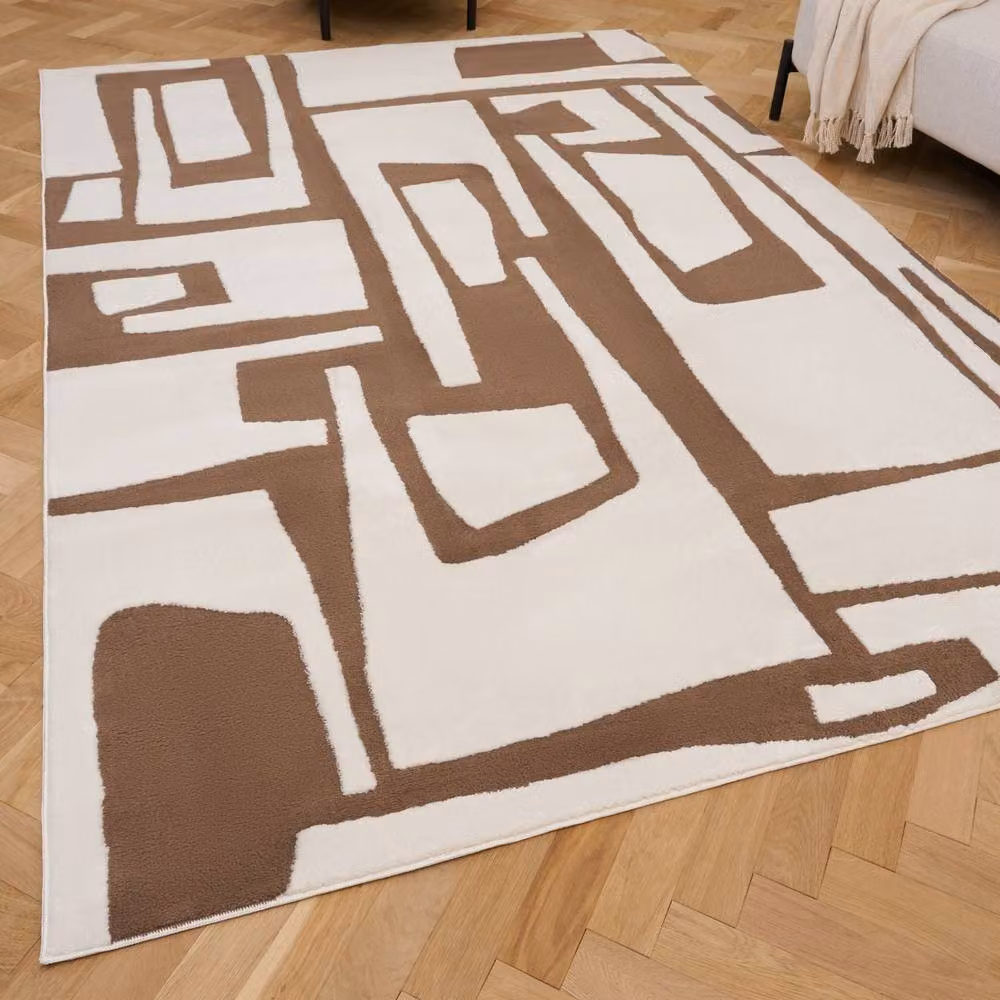 THE RUGS Loft Abstract Soft Pile Area Rug in Taupe, W: 200 cm, D: 290 cm – 2